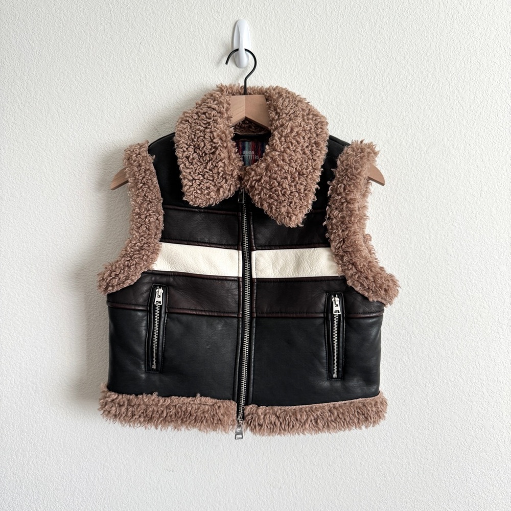 Urban Outfitters Vegan Leather Shearling Moto Vest